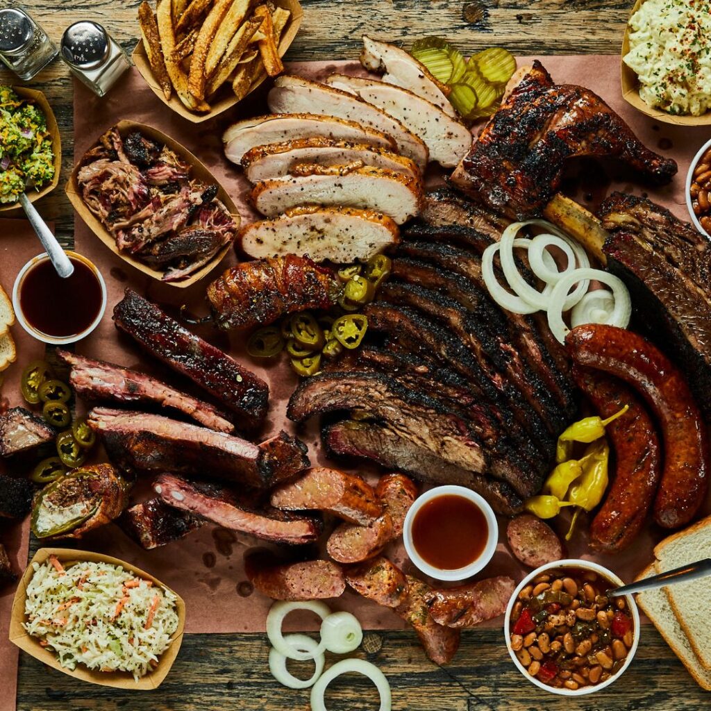 a spread of bbq catering