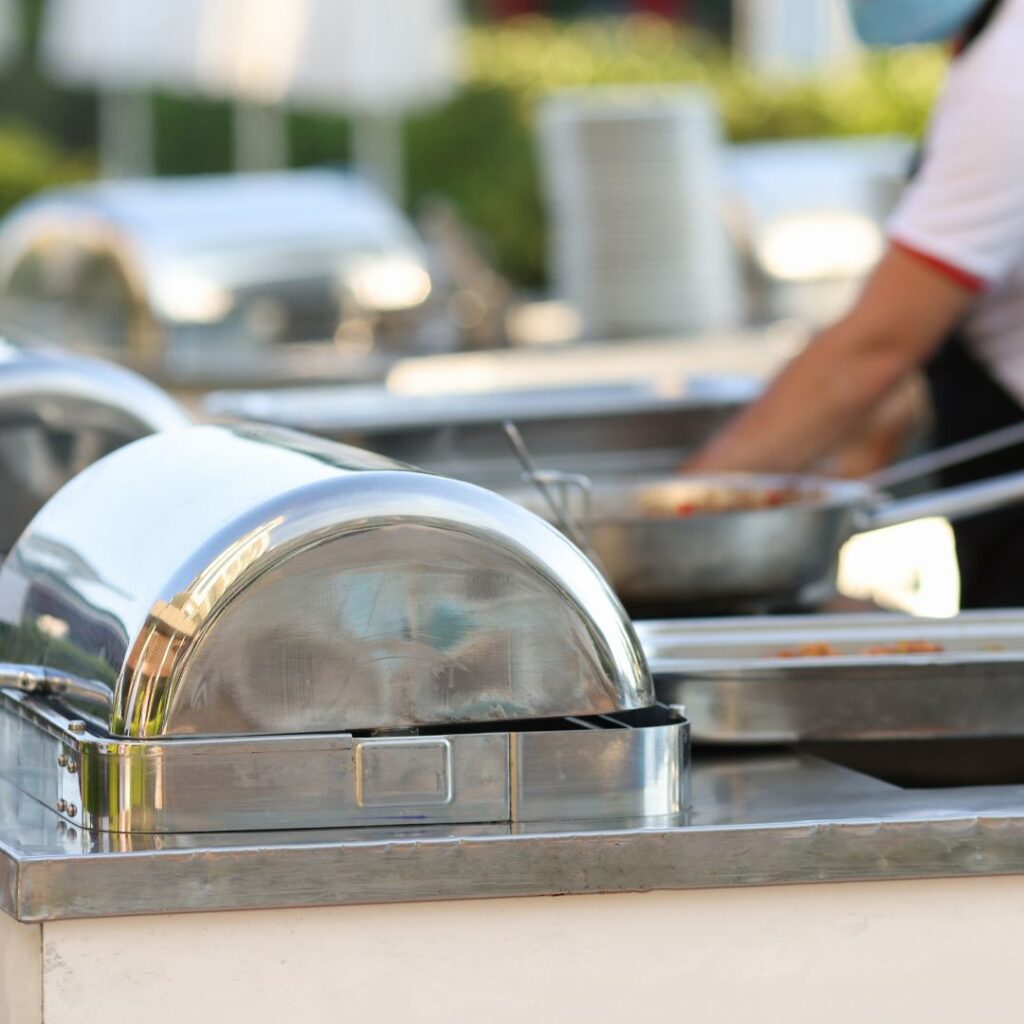 Chafing dishes for outdoor event